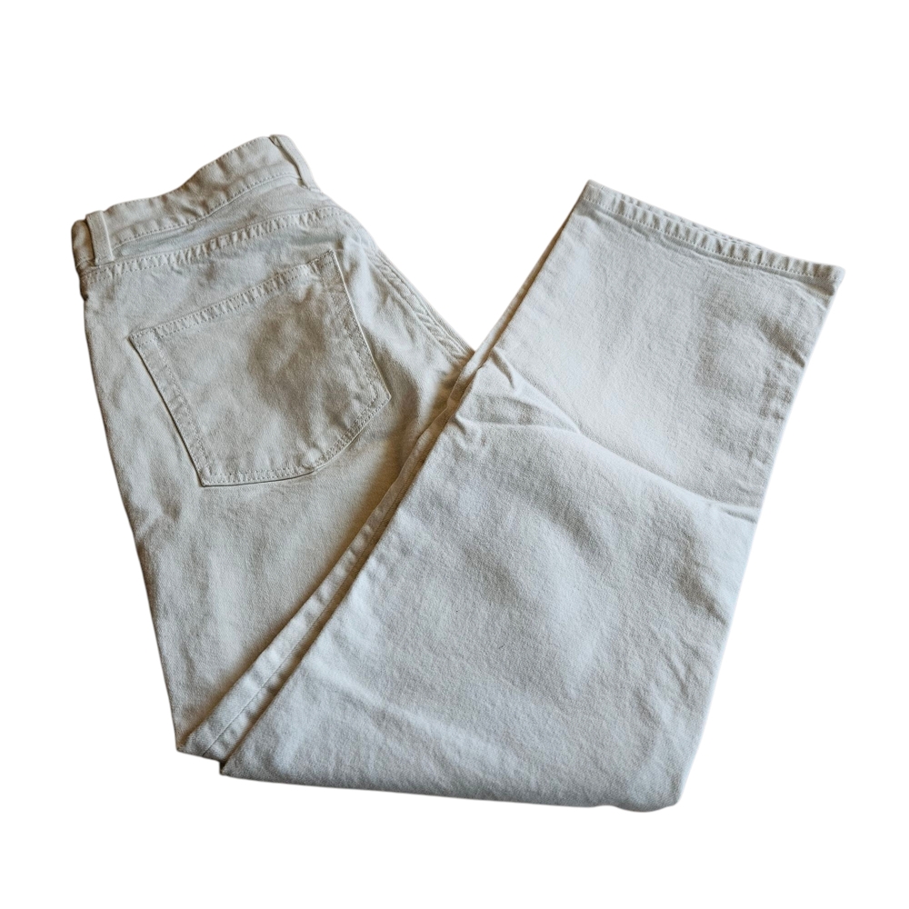H&M Women's Cream Wide / Straight Leg High Waist Denim Jeans Size 6